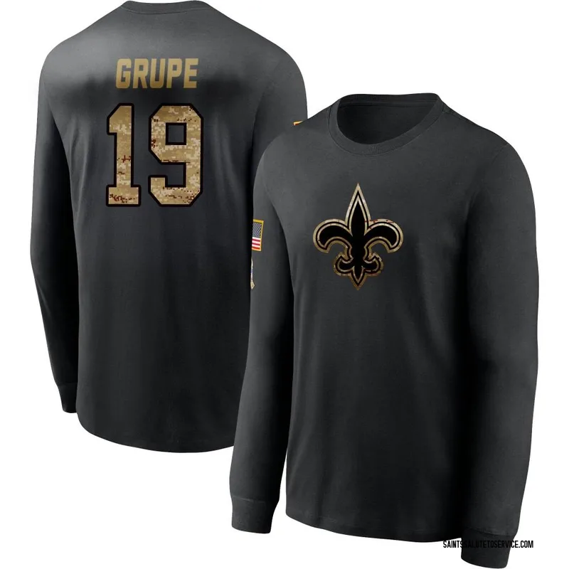 Men's Blake Grupe New Orleans Saints Black 2020 Salute To Service Sideline Performance Long Sleeve T-Shirt