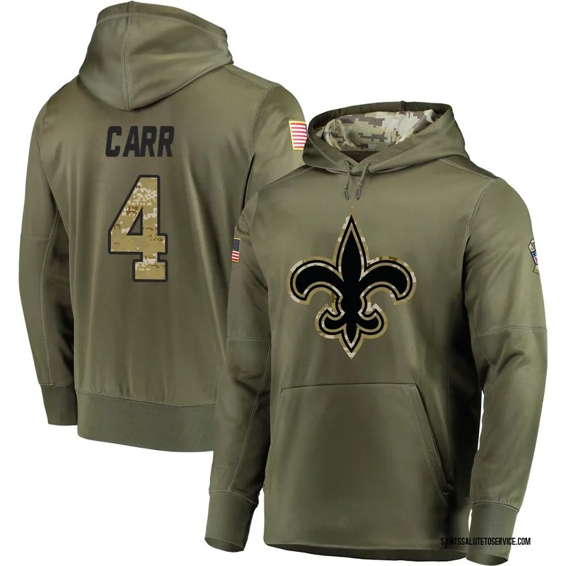 Men's Derek Carr New Orleans Saints Olive Salute to Service Pullover Hoodie
