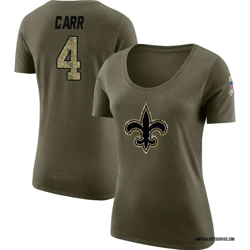 Women's Derek Carr New Orleans Saints Legend Olive Salute to Service Scoop Neck T-Shirt