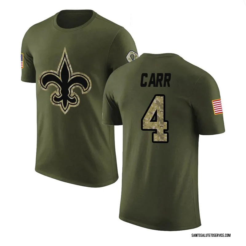 Youth Derek Carr New Orleans Saints Legend Olive Salute to Service T-Shirt